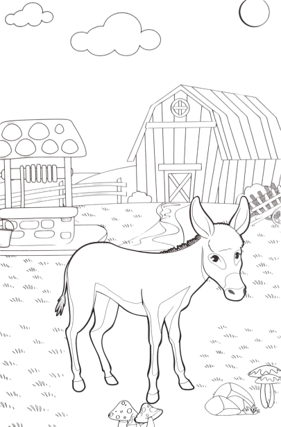 donkey printable coloring page