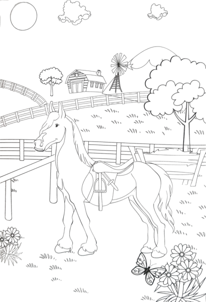 horse printable coloring worksheet